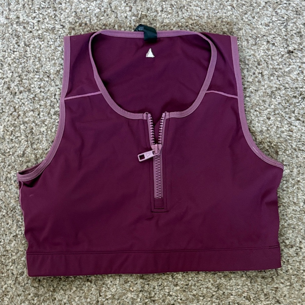 Balance Athletica Plum Zip-Front Cropped Tank